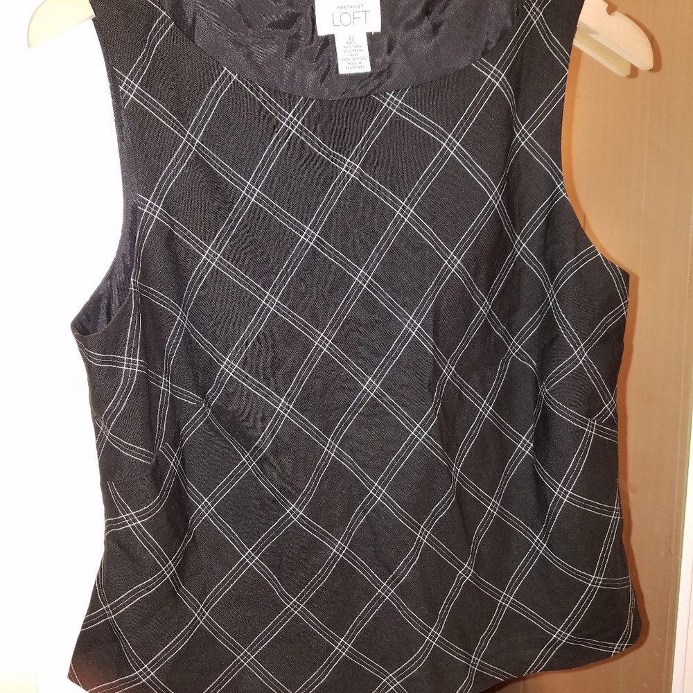 Loft Black white plaid shell vest